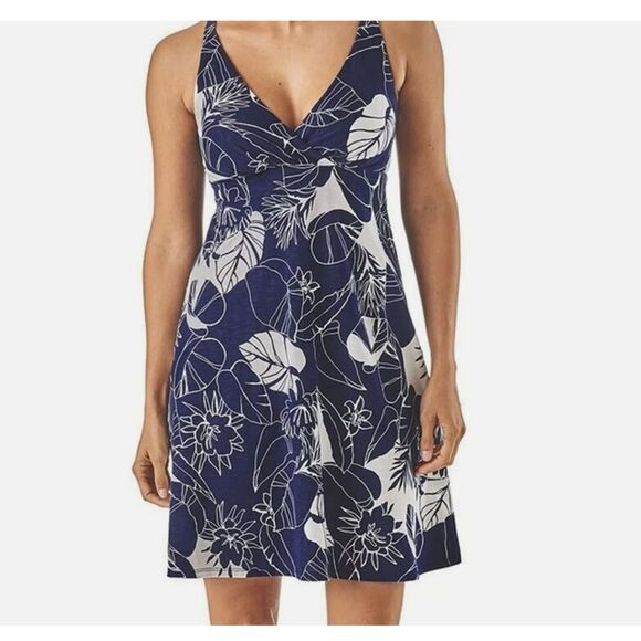 Patagonia Dresses & Skirts - Patagonia Womens Navy Dress Chic Midi Athletic Summer Hiking Cotton Size XS NEW